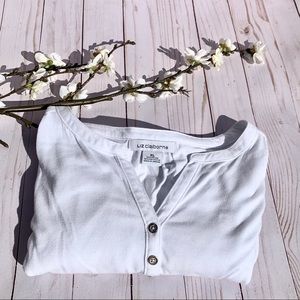 Liz Claiborne Short Sleeve Plain White Tee XL